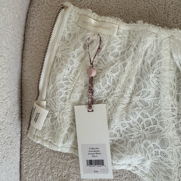 NWT LoveShackFancy Arno Bustier Lace Corset Top - Antique White - Picture 8 of 16